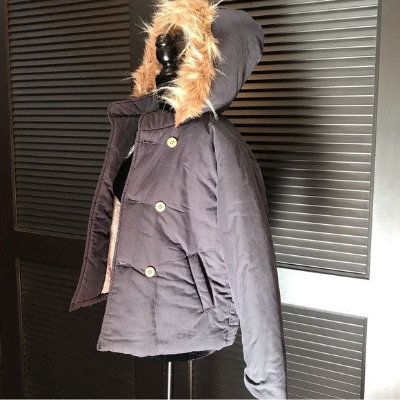 Honey Bee Double Breasted Blue Coat, Removable Hood, Nice, Thick & Soft, Size 15 - Picture 4 of 16